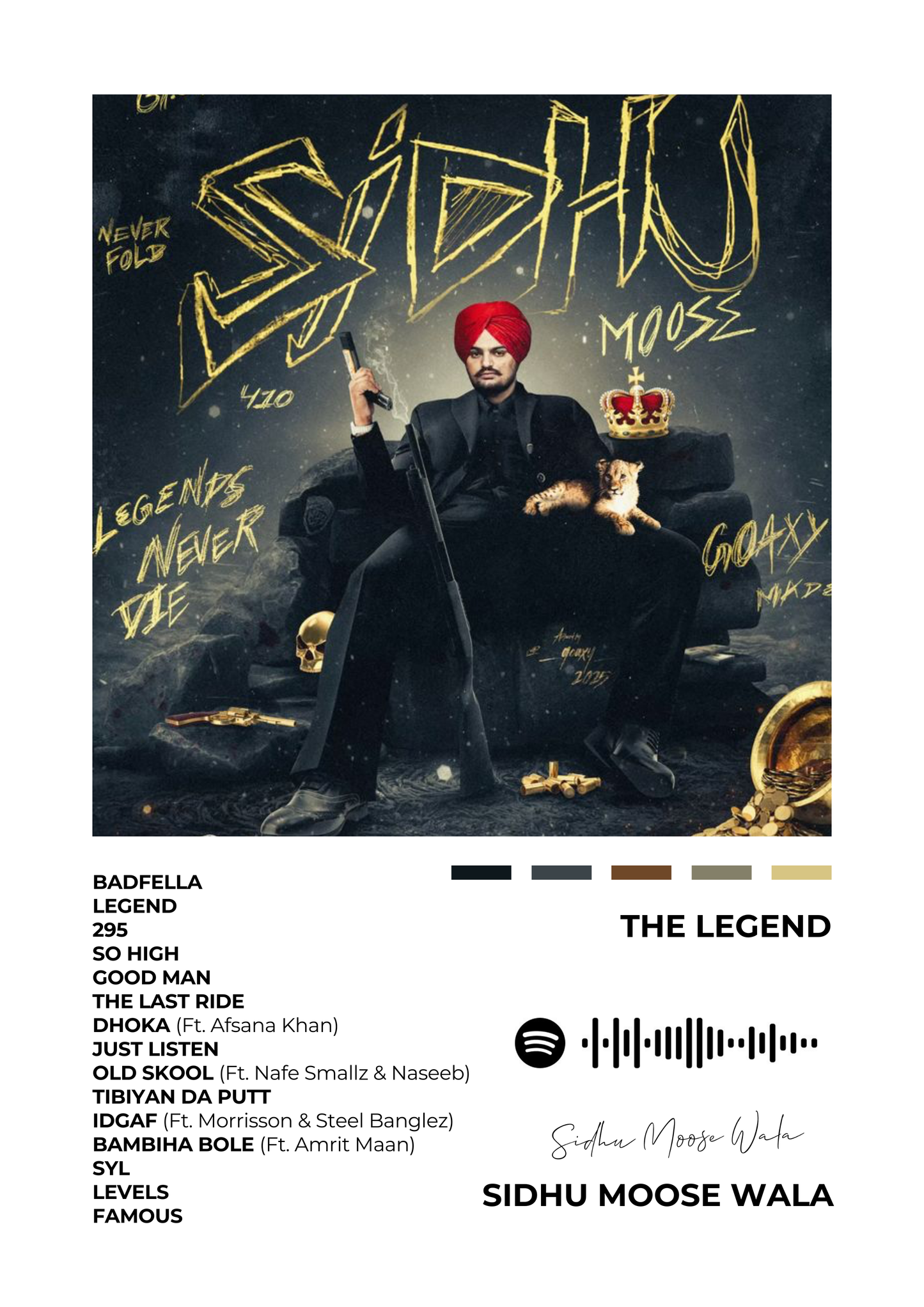 LEGENDS NEVER DIE | Sidhu Moose Wala Metal Wall Art
