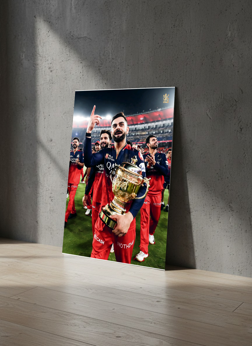 Champions Rise | Trophy Lift Cricket Metal Poster