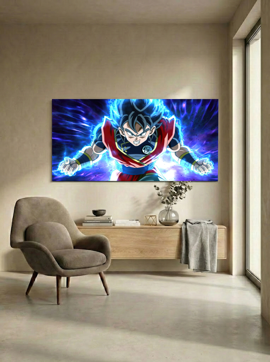 Awakened Saiyan – Blue Aura Anime Metal Poster